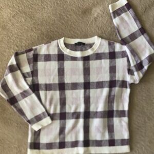 Ann Taylor Womens Sweater Shirt - Long Sleeve Pullover Plaid Comfort